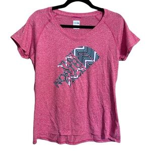 The North Face Pink Graphic Short Sleeve VNeck Lightweight Space Knit Tshirt M